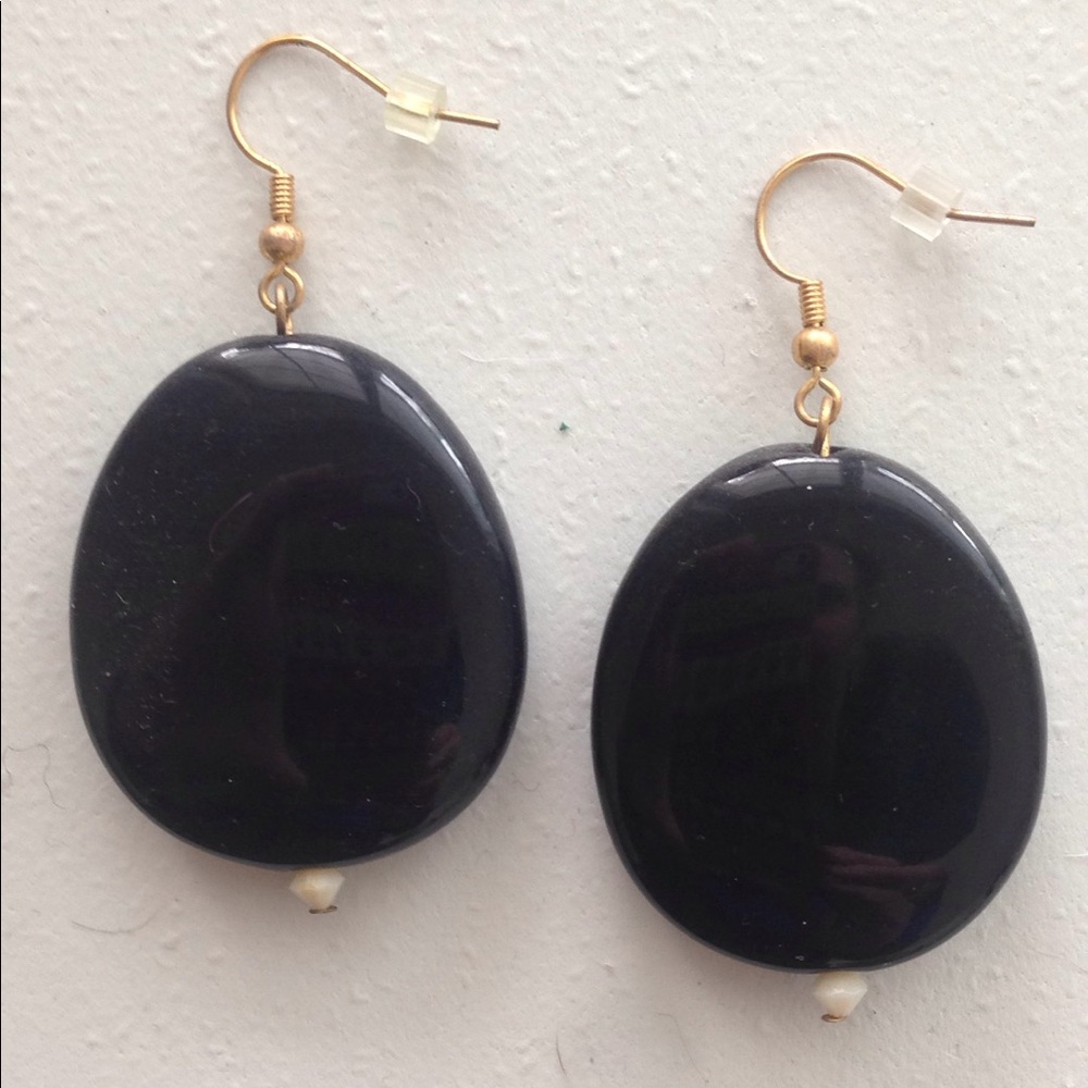 Earrings in a Black Disk 2 1/2 inch Drop